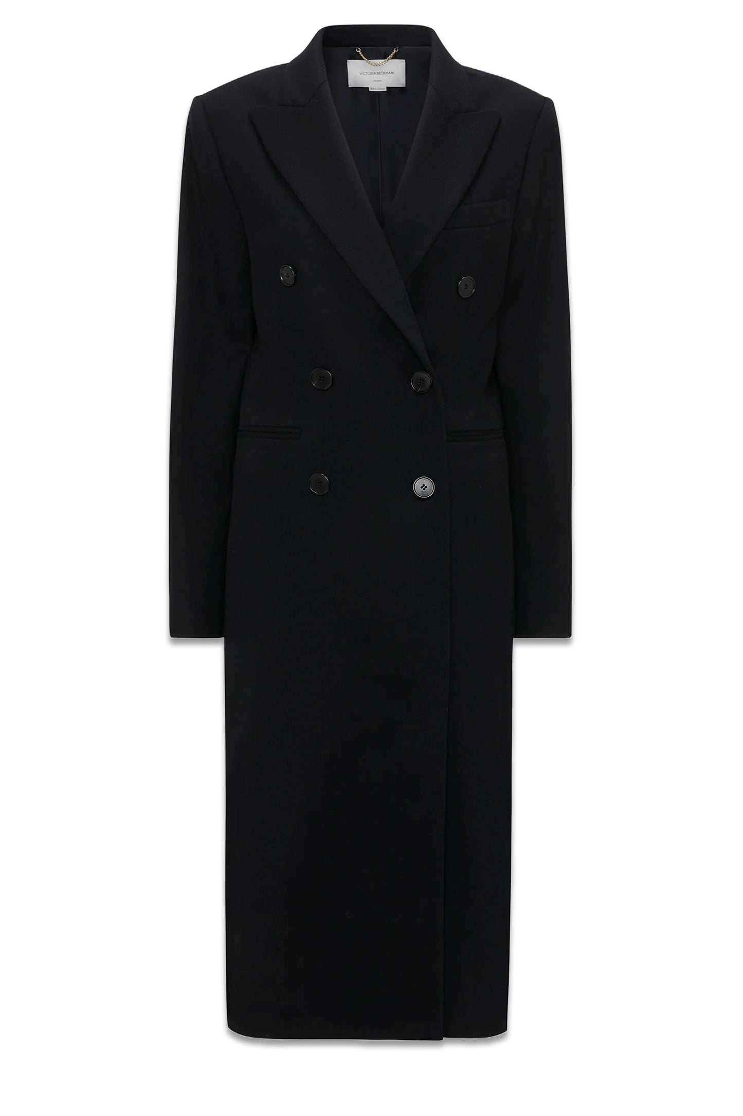 Double-breasted Grain de Poudre Longline Coat