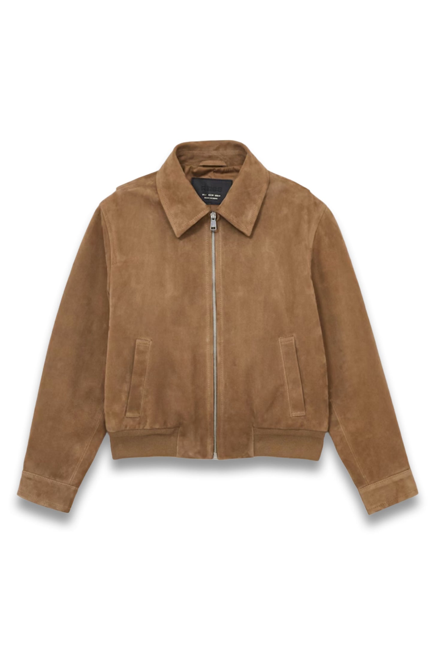 Gia Suede Zip Through Bomber Jacket in Tan