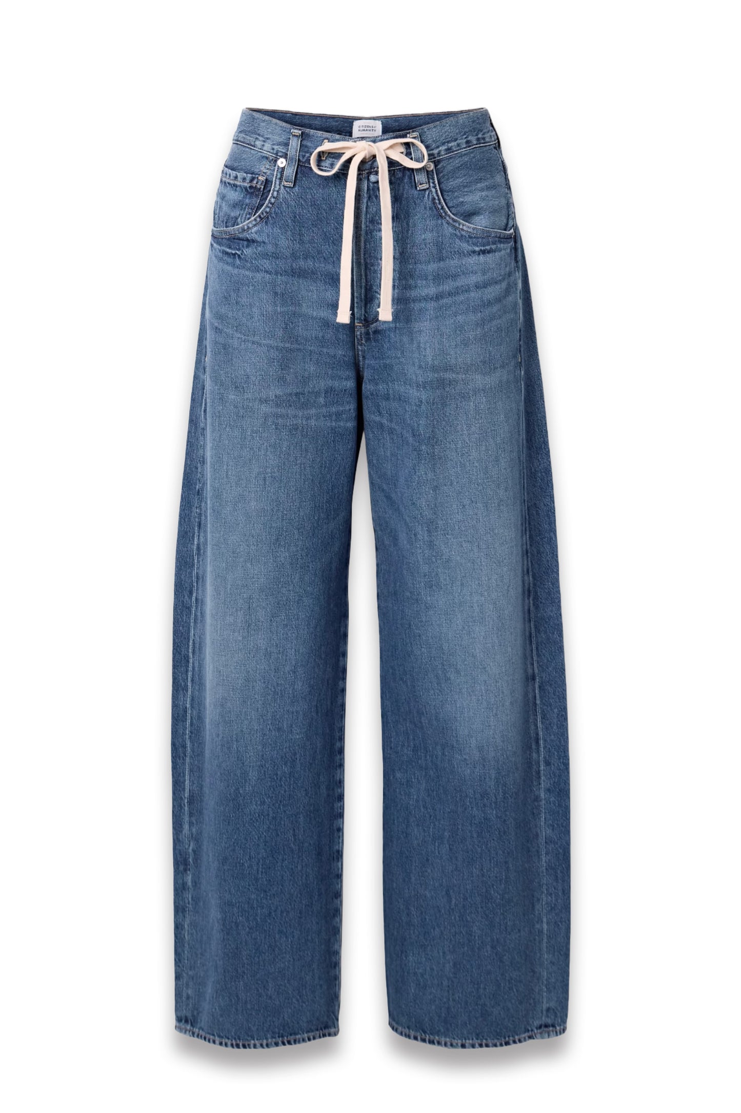 Brynn Drawstring Mid-Rise Wide-Leg Jeans