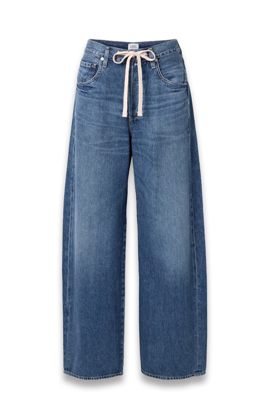 Brynn Drawstring Mid-Rise Wide-Leg Jeans