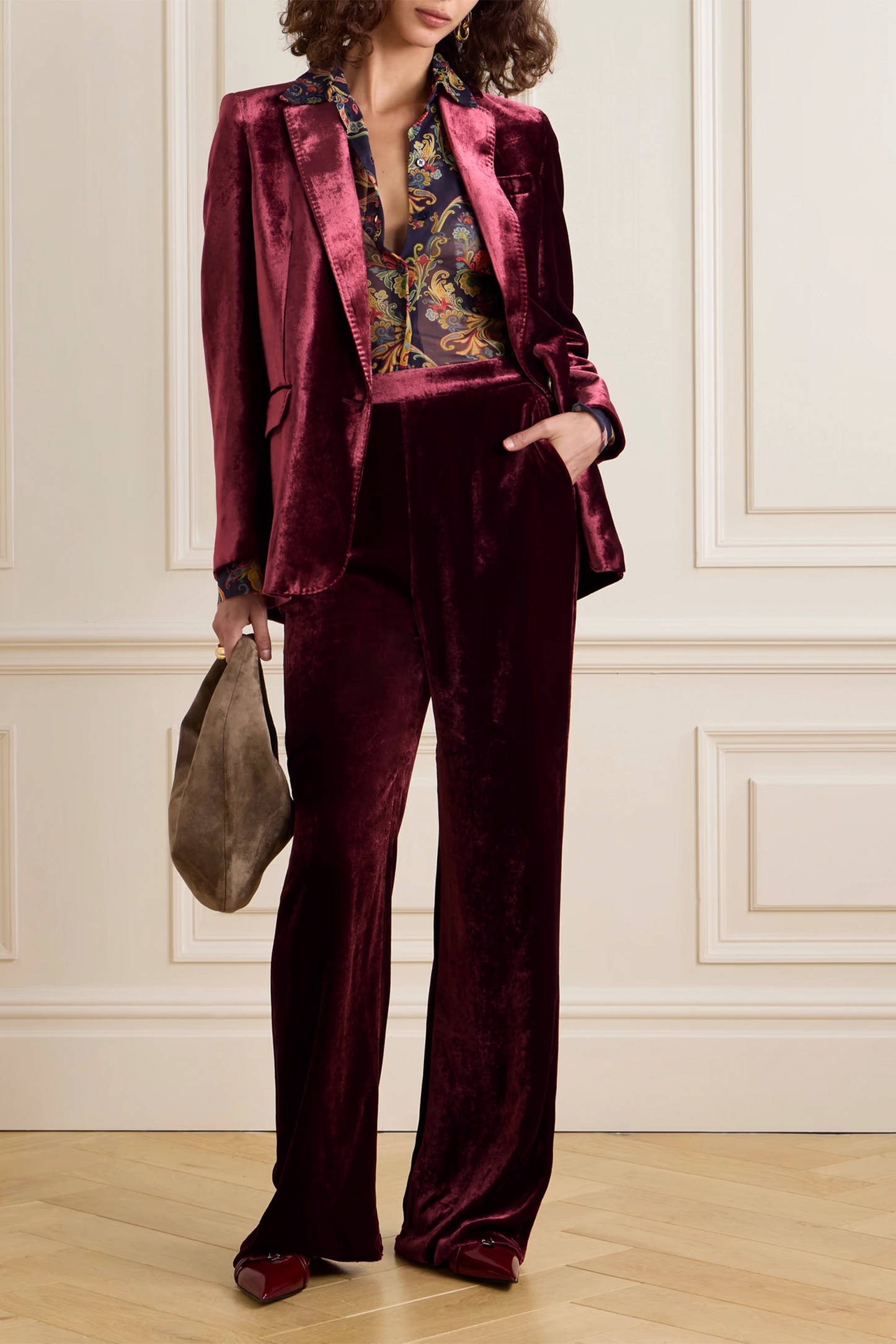 Velvet blazer and Straight-Leg Trouser
