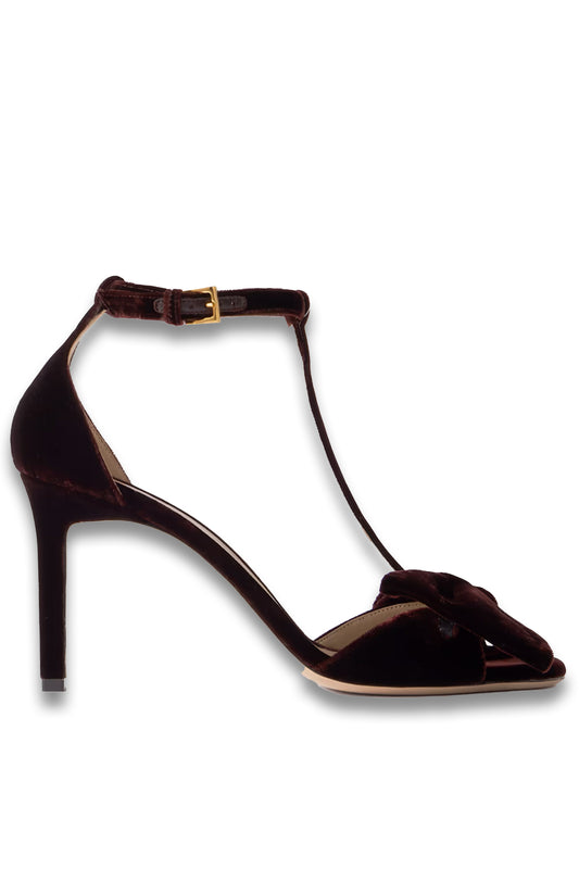 Brigitte Bow-embellished Velvet Sandals