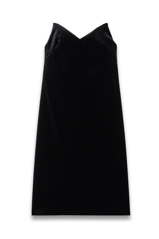 Strapless Cotton-blend Velvet Midi Dress