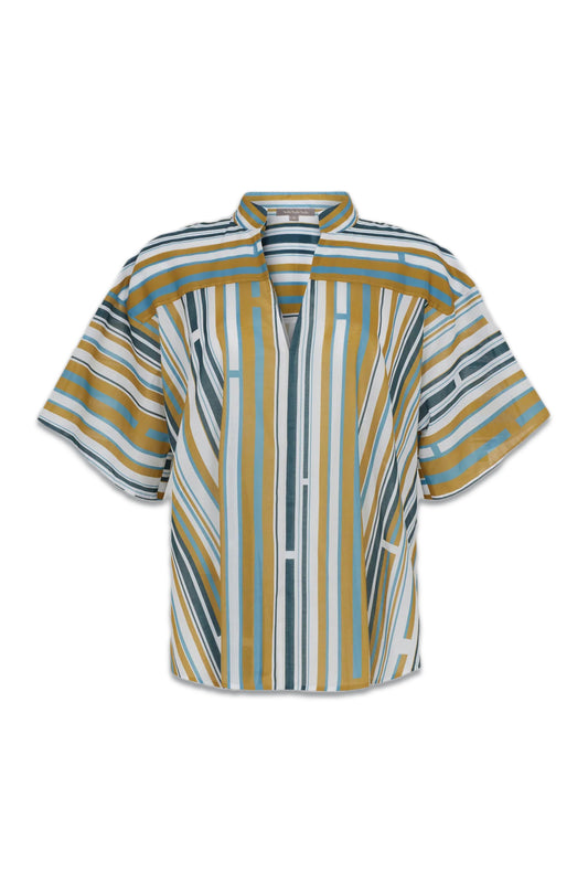 Printed Cotton Voile Kimono Sleeve Blouse