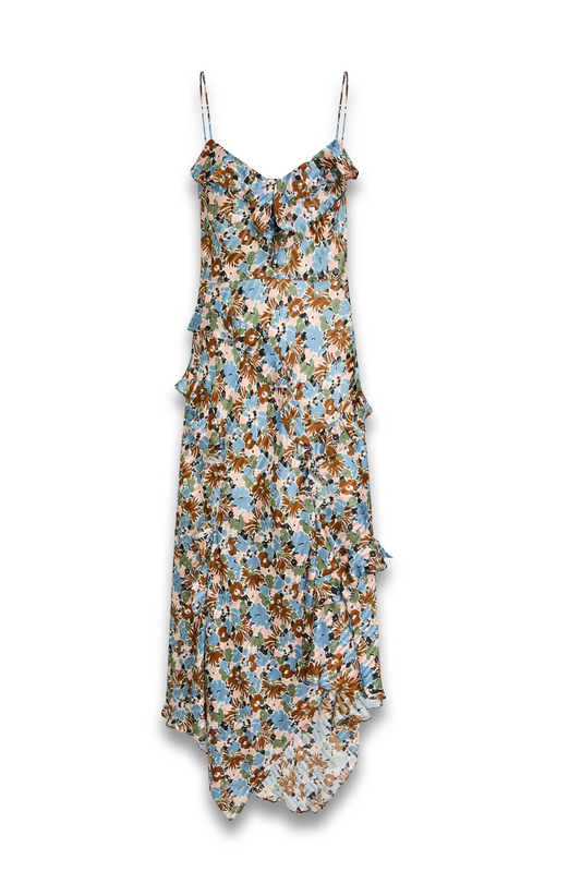 Avenel Ruffled Floral-print Silk Maxi Dress