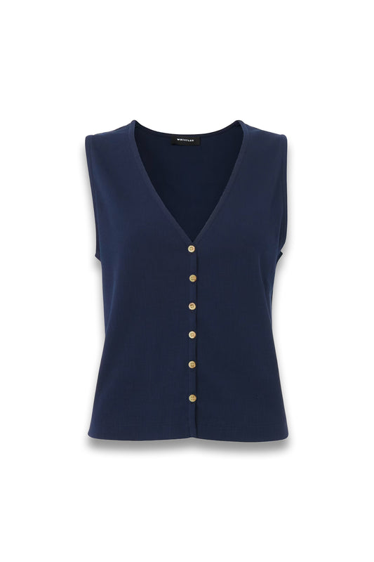 Navy Button Rib Tank
