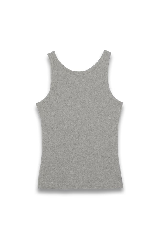Stretch-Cotton Low-Back Vest in Grey Marl