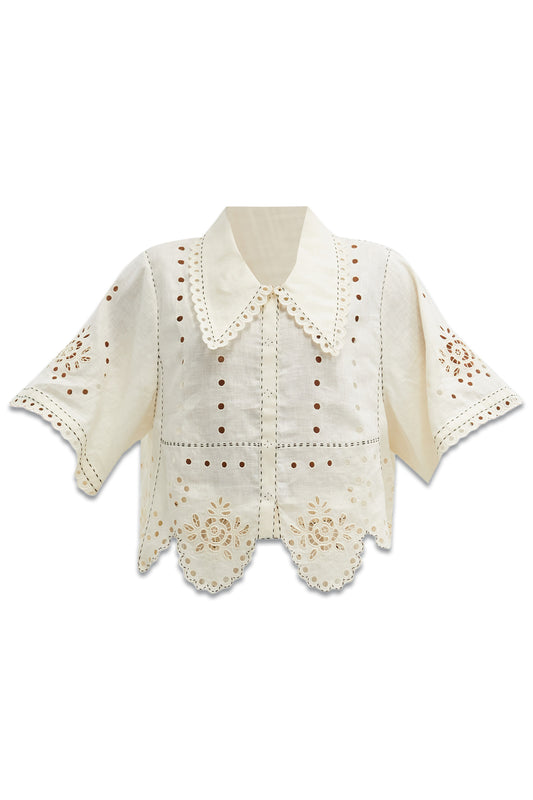 Colette Broderie-anglaise Linen Blouse