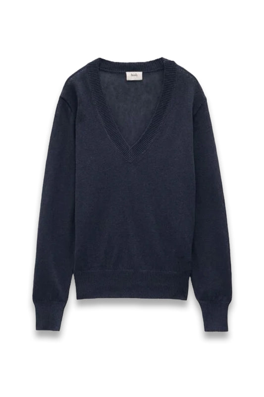 Linen Blend V Neck Jumper