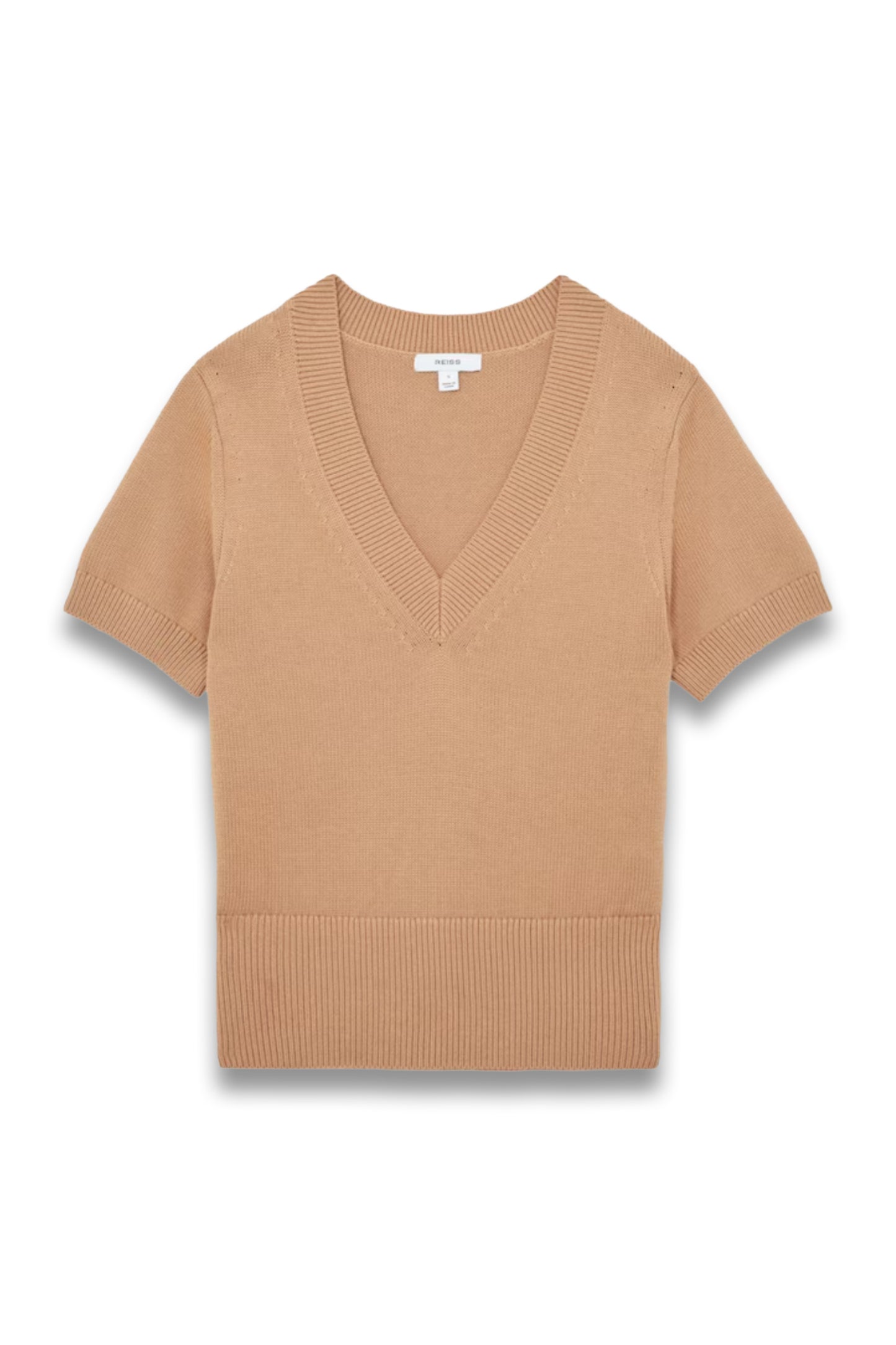 Valerie Cotton-Wool Knit V-Neck Top