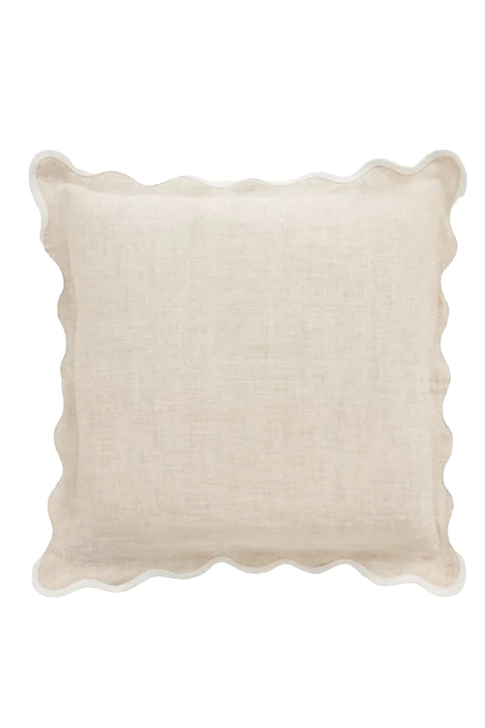 Scalloped Linen Cushion, Marshmallow