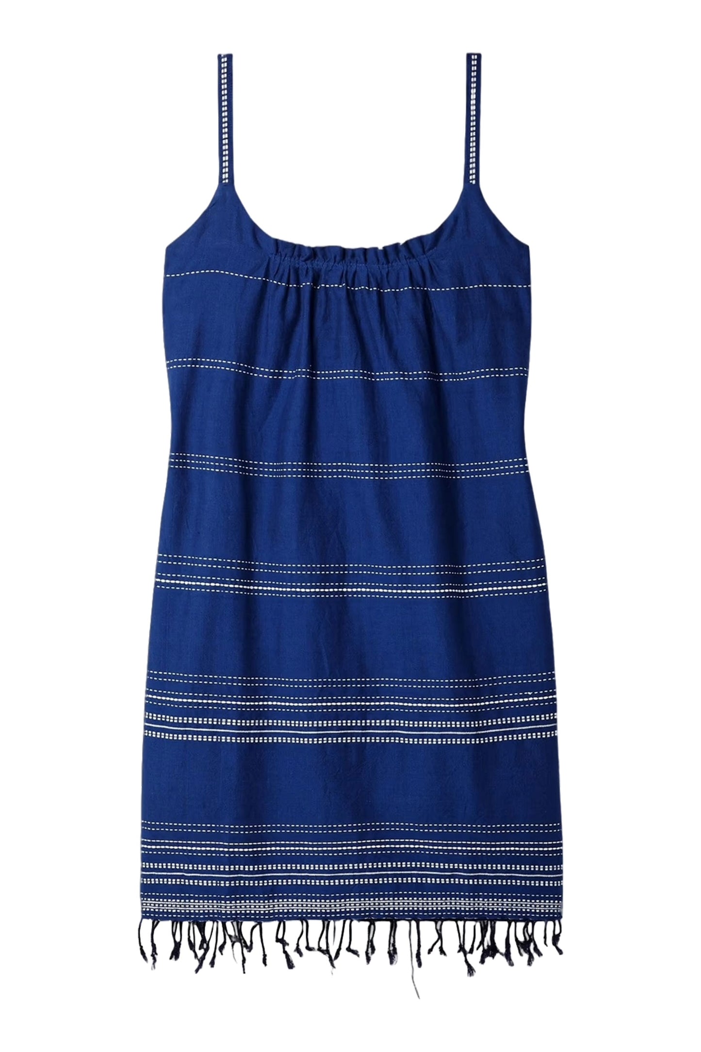 Inku Fringed Striped Cotton Mini Dress