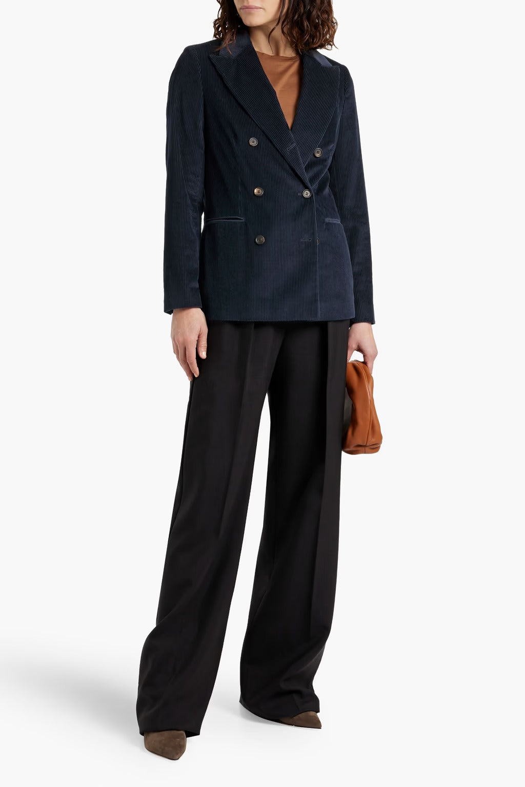 Double-breasted cotton and cashmere-blend corduroy blazer