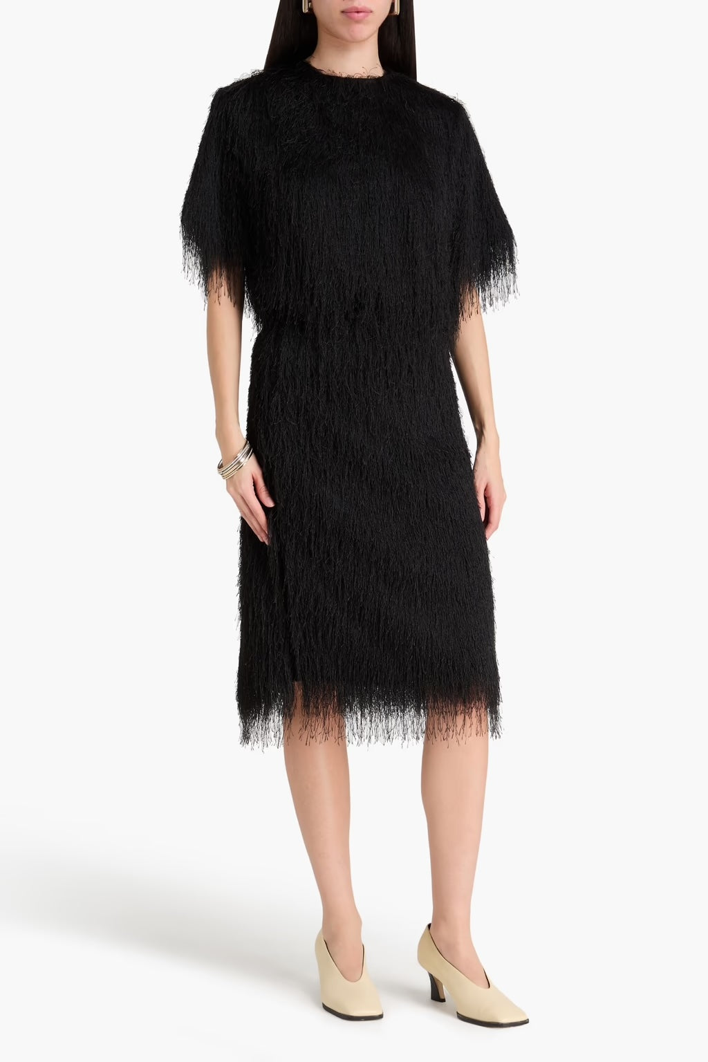 Fringed Satin Top and Skirt