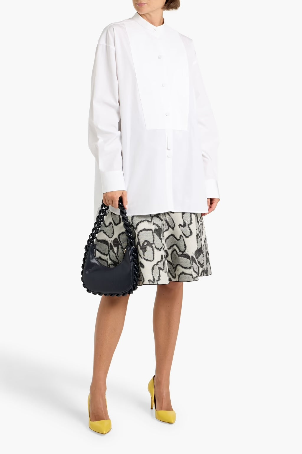 Piqué-paneled Cotton-poplin Shirt
