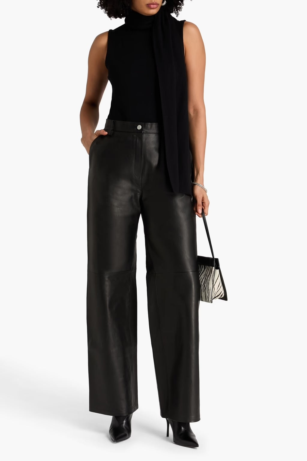 Leather Straight-leg Pants