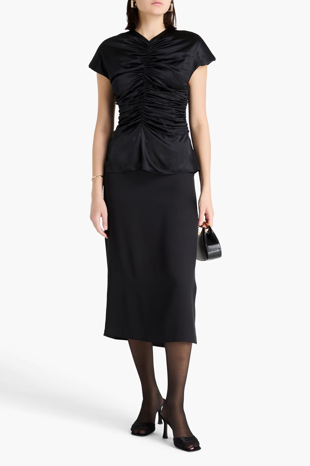 Ruched Silk-satin Top