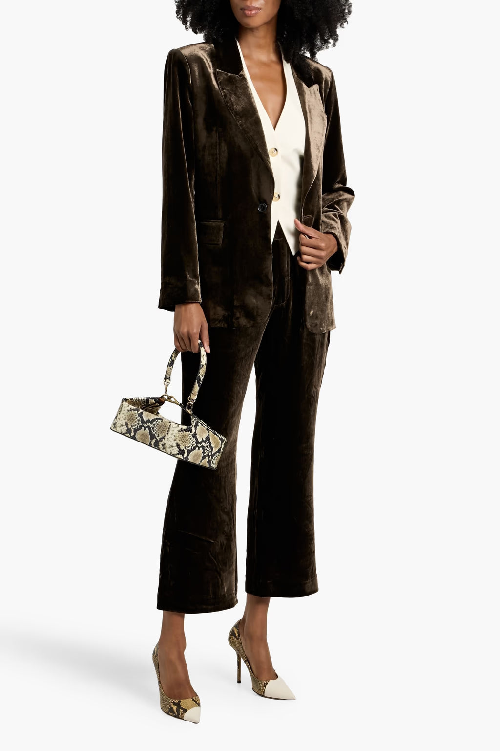 Cropped Velvet Flared Pants