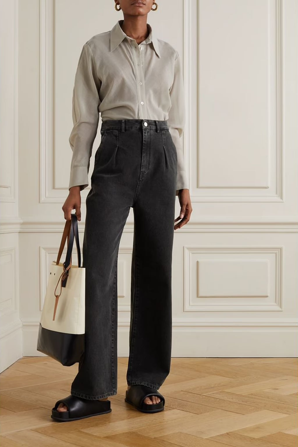 Attu Pleated High-rise Wide-leg Jeans
