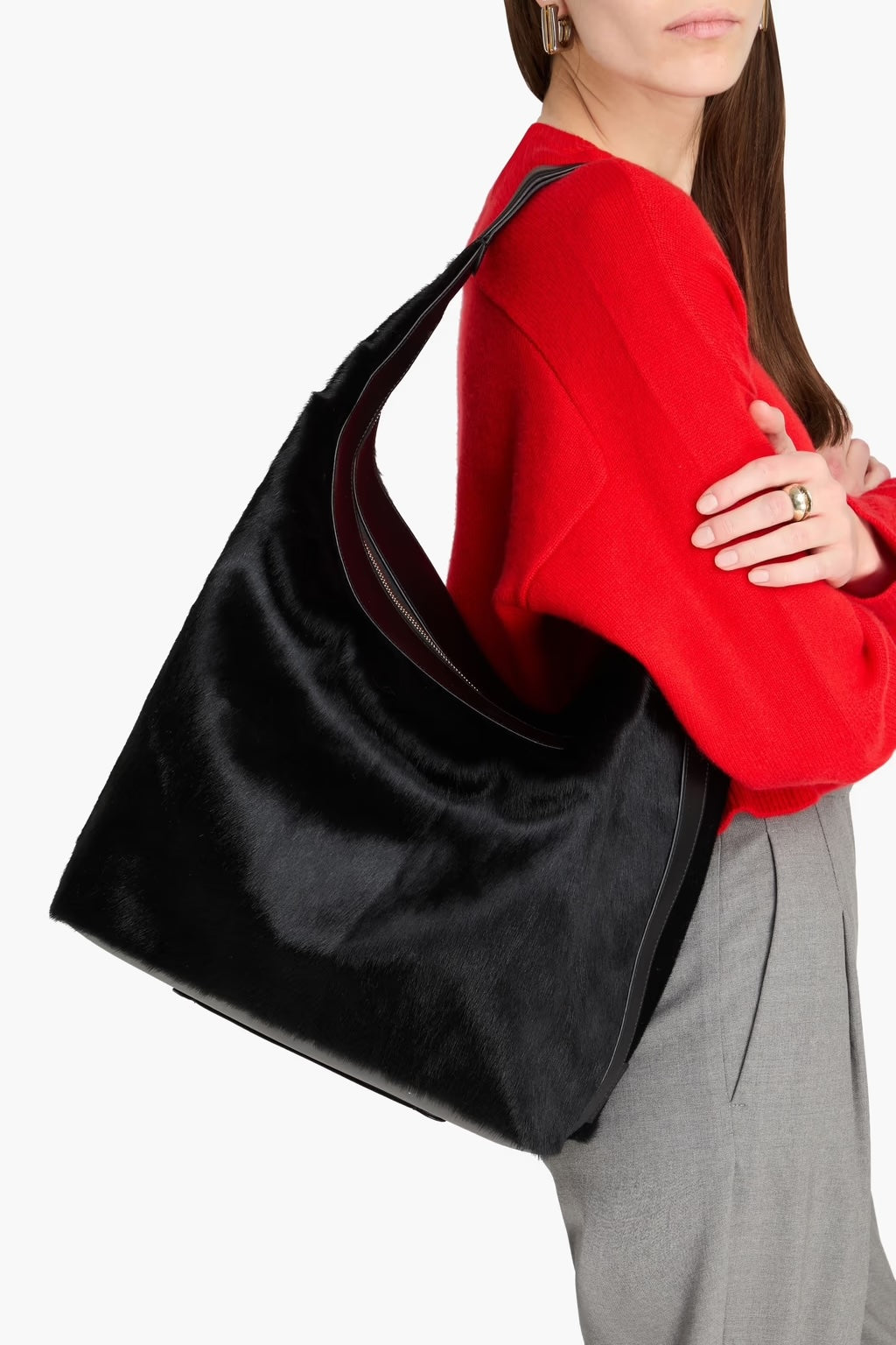 Mencia Calf-hair and Leather Shoulder Bag