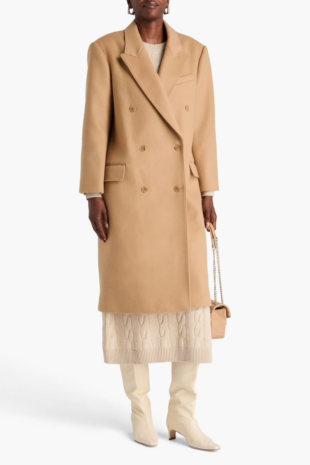 Double-breasted Wool-blend Felt Coat