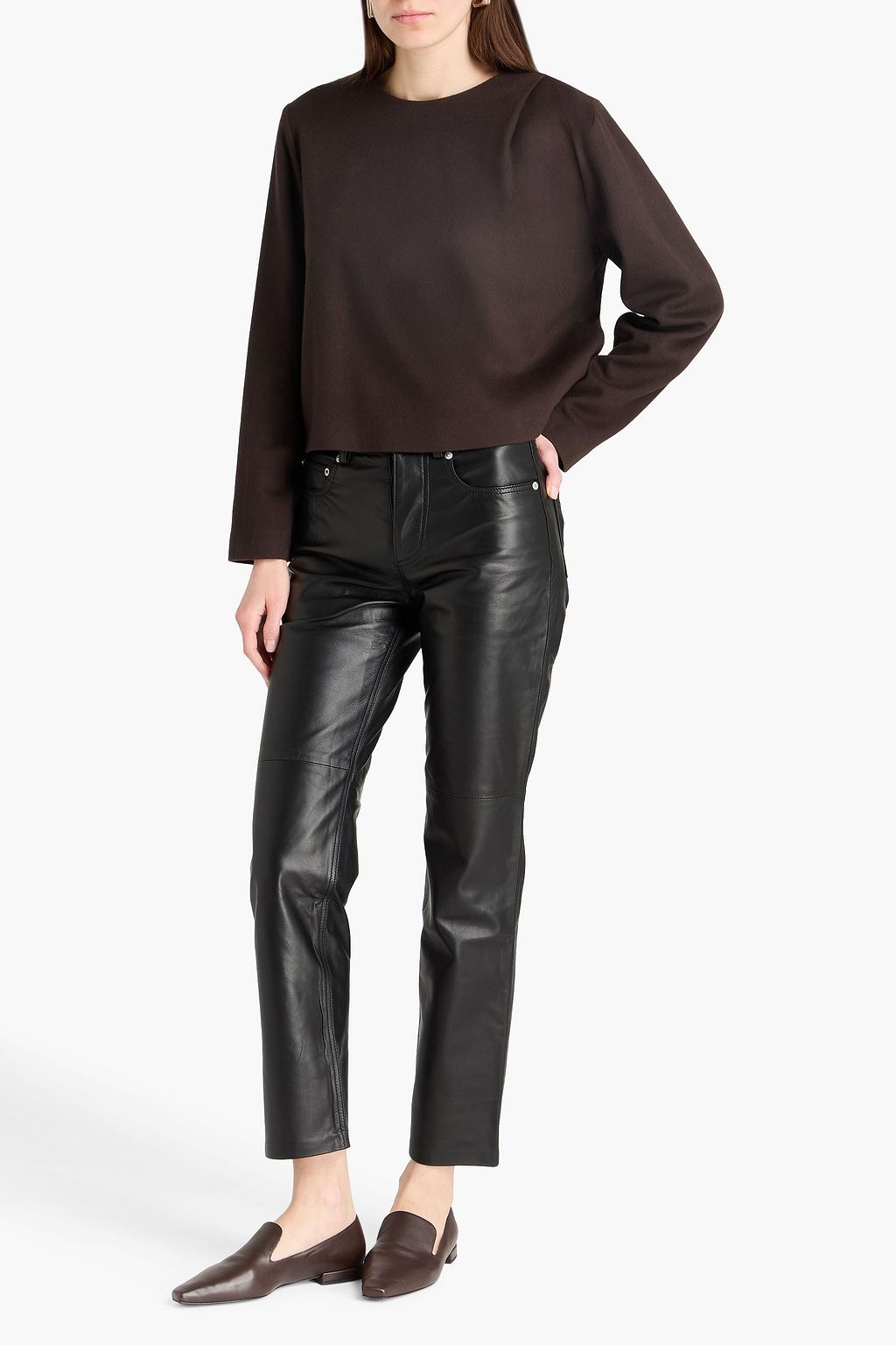 Leather Straight-leg Pants
