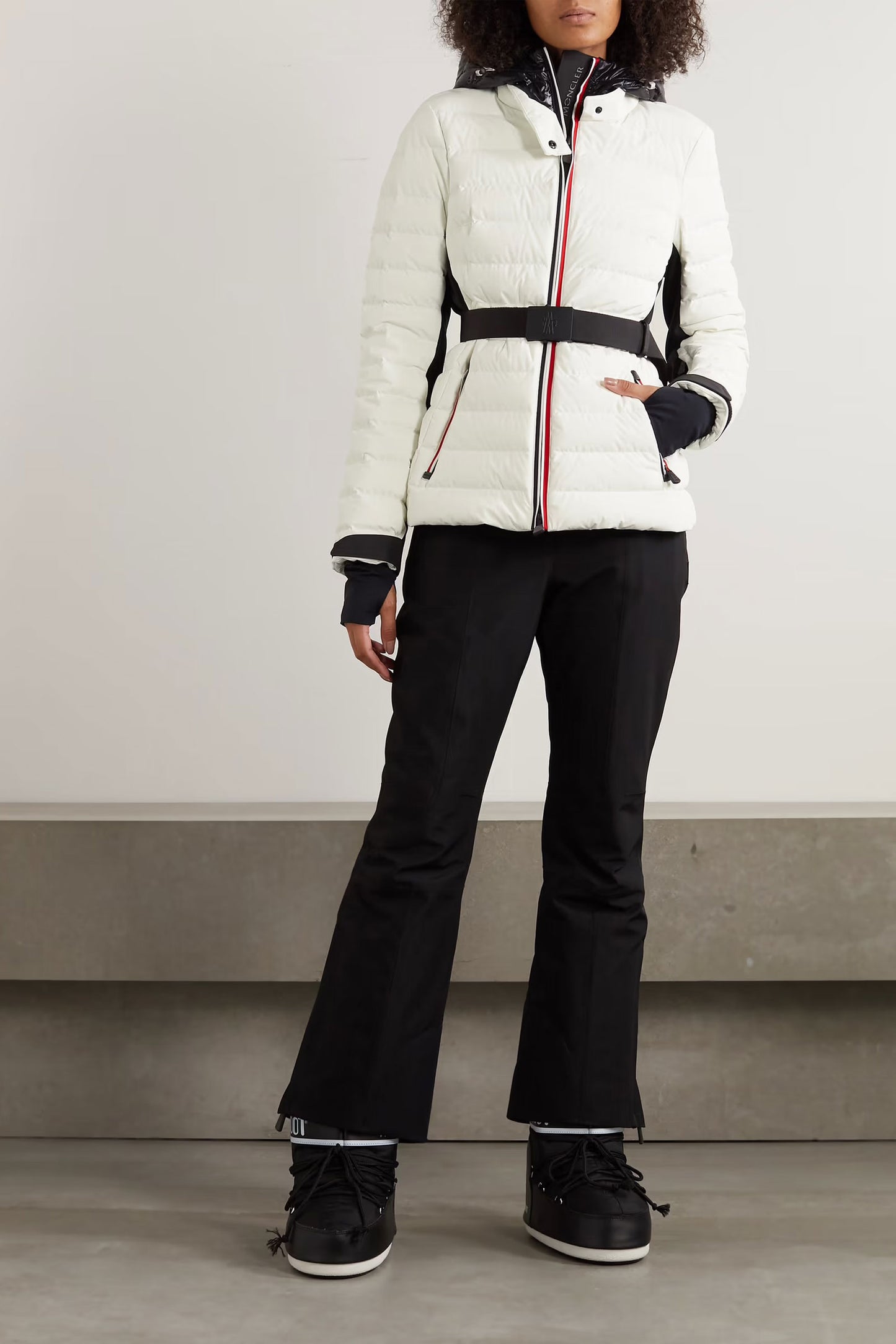 Bruche Belted Two-tone Quilted Down Ski Jacket