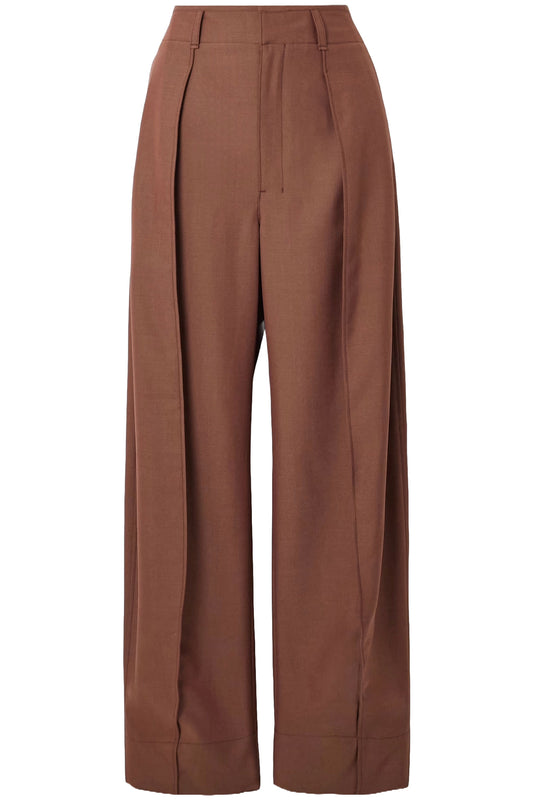 Pleated Grain De Poudre Wide-leg Pants