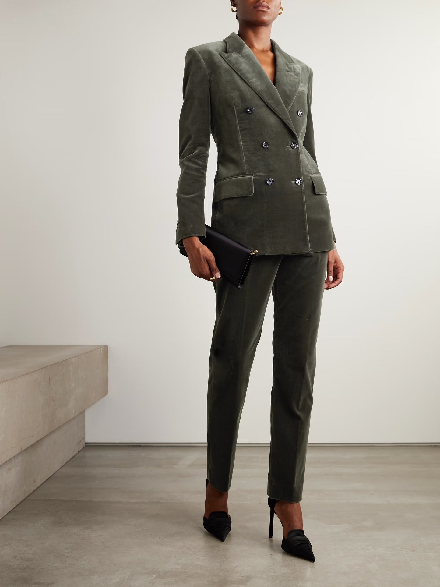 Double-breasted Cotton-blend Velvet Blazer