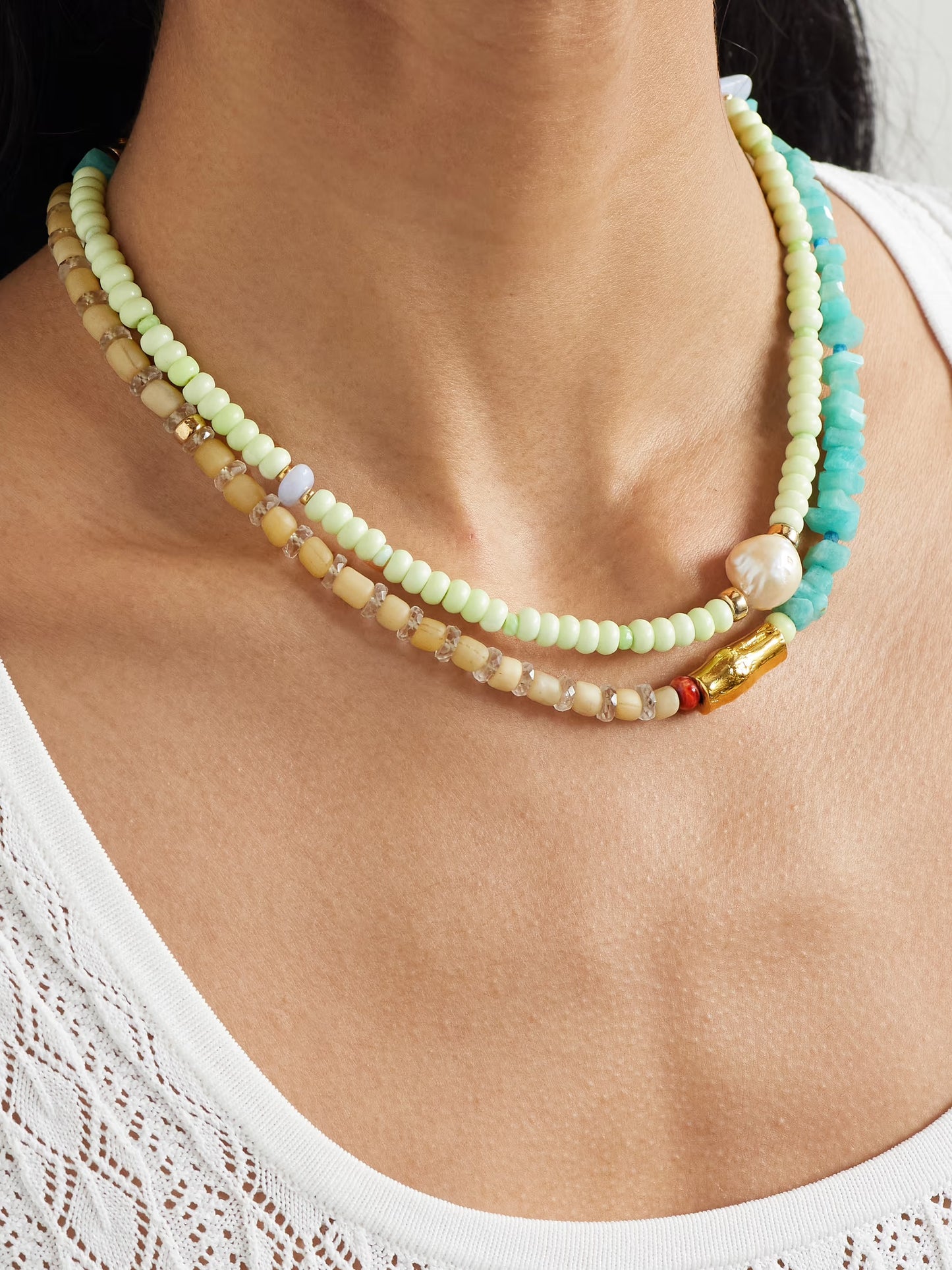 Cabana Gold-plated Multi-stone Beaded Necklace