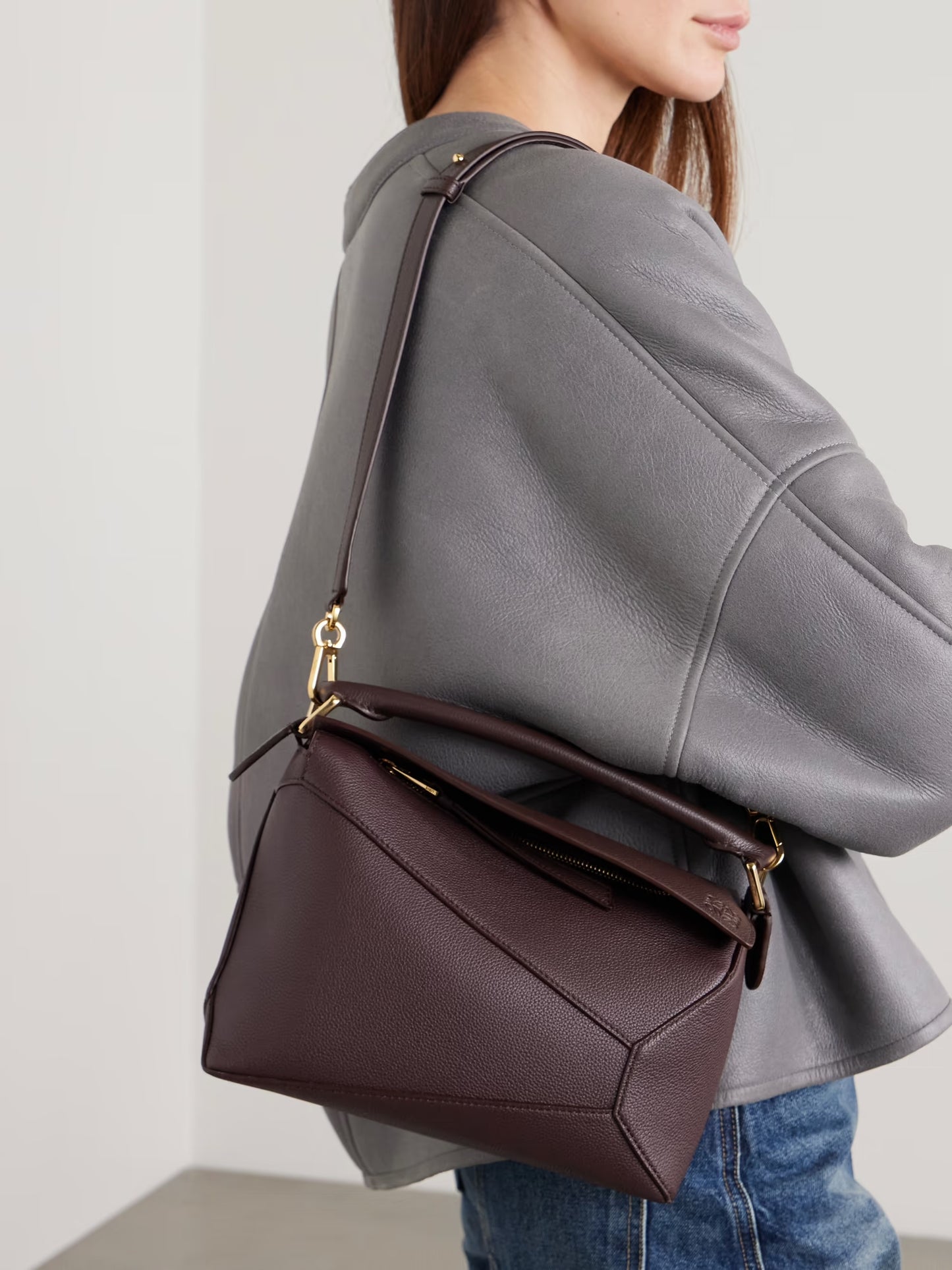 Puzzle Edge Small Textured-leather Shoulder Bag