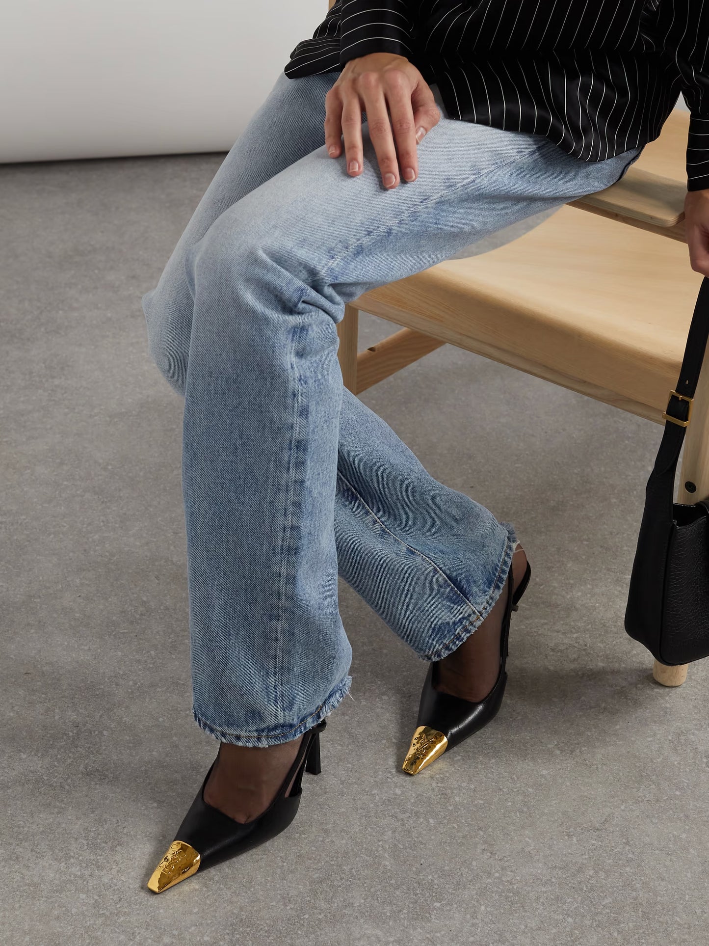 Jeanne Embellished Glossed-leather Slingback Pumps