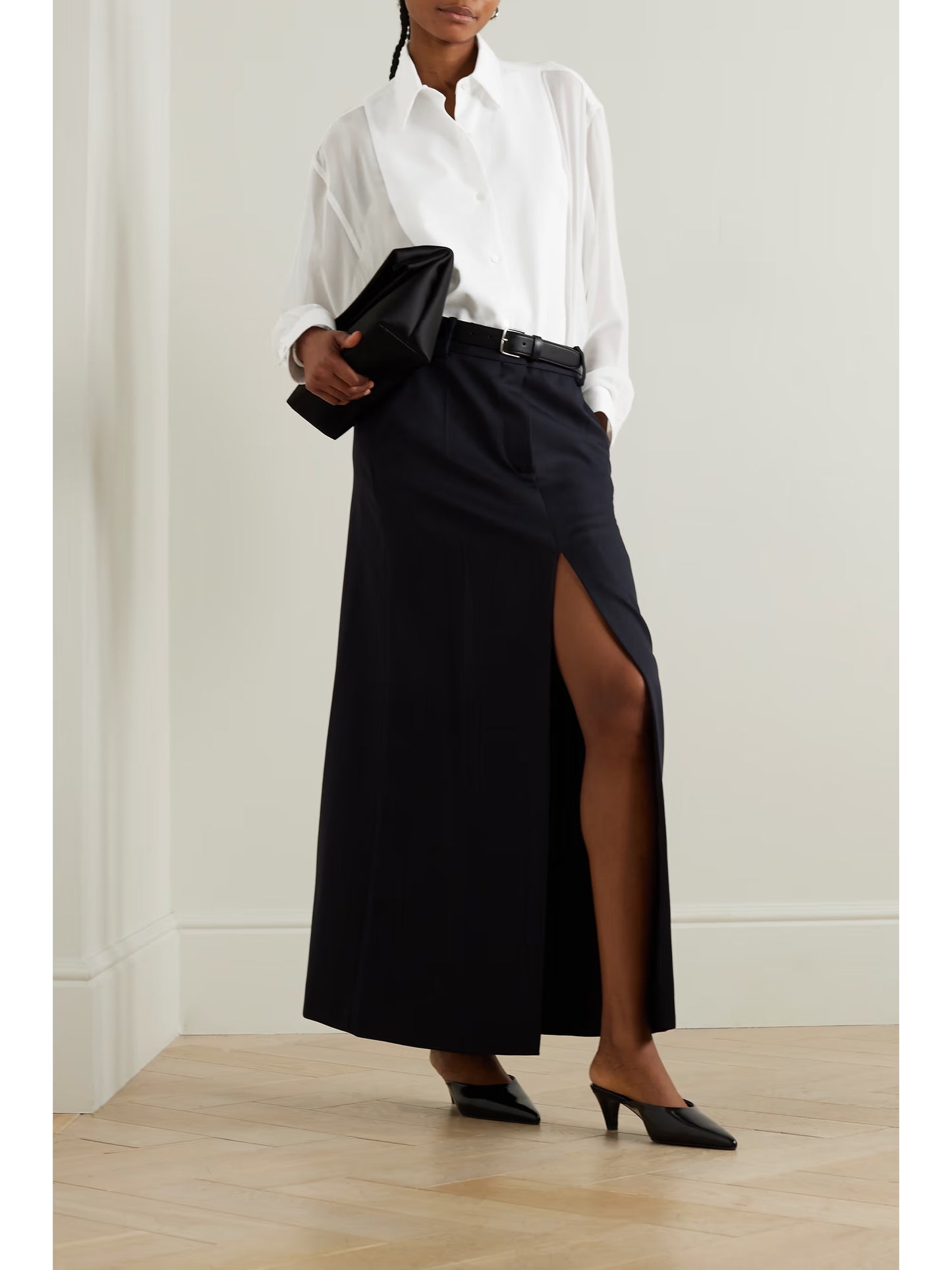Paneled Cotton-piqué and Silk-chiffon Shirt