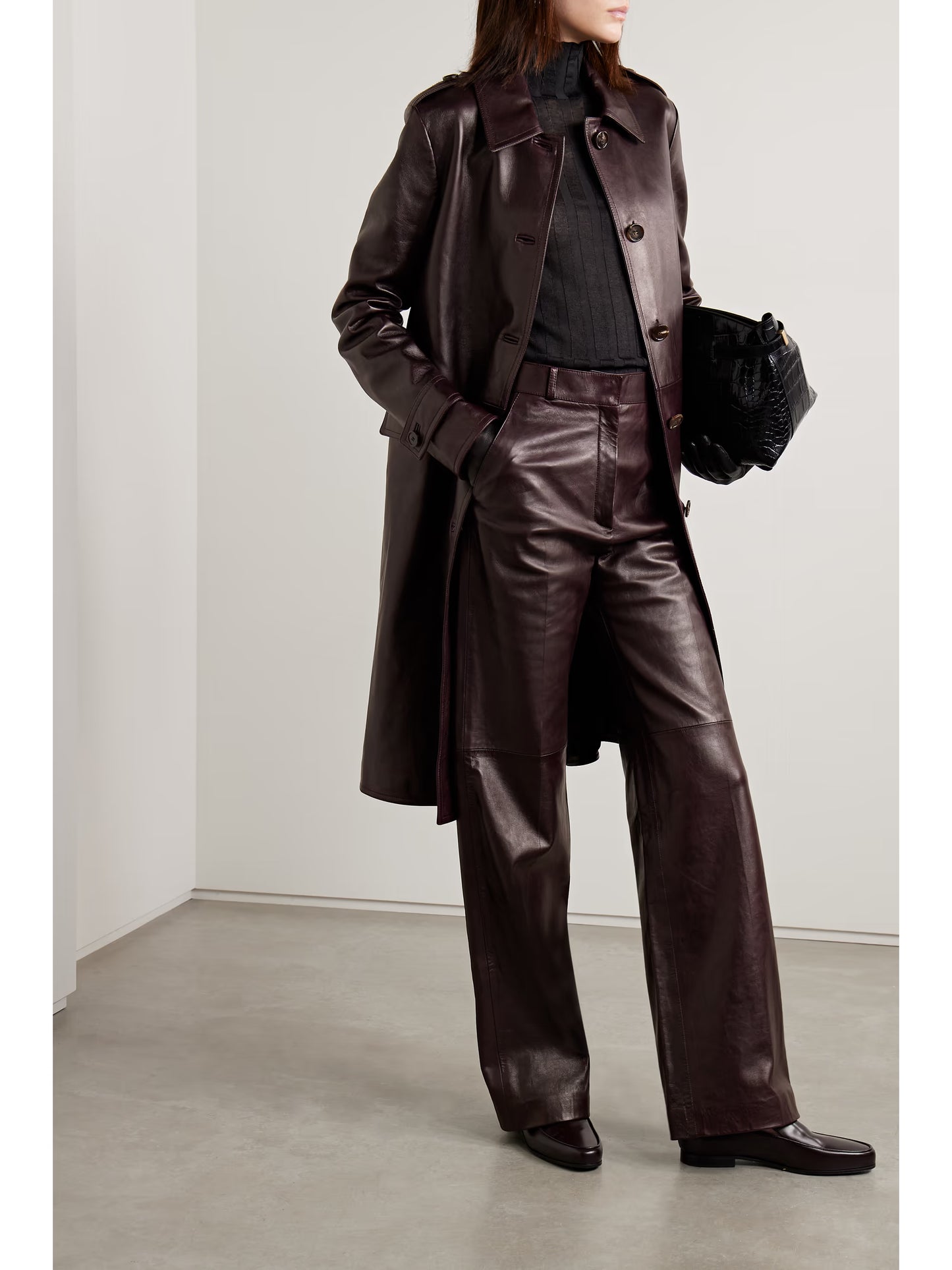 Audrey Paneled Leather Wide-leg Pants