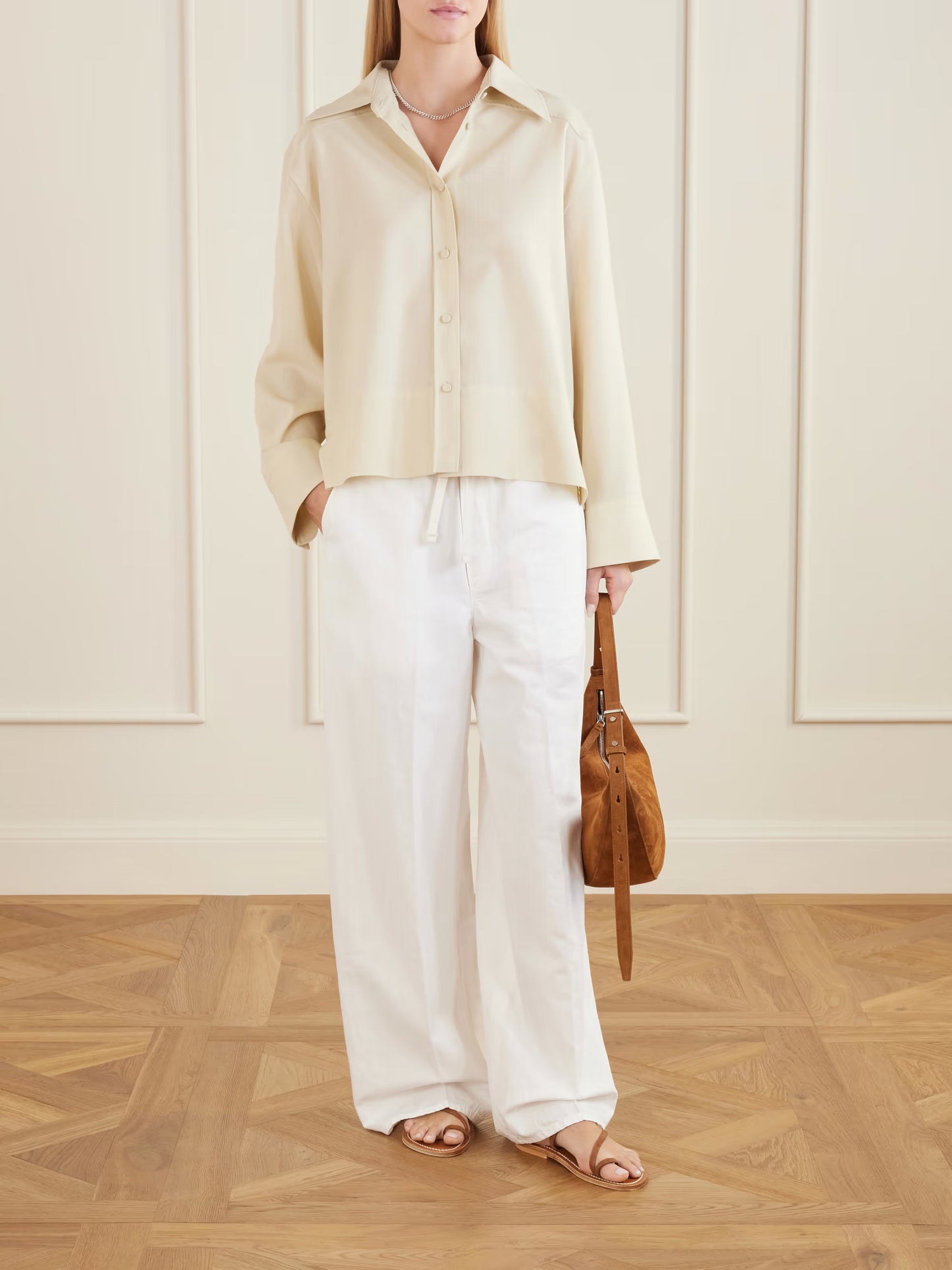 Aurora Cotton and Linen-Blend Wide-Leg Pants