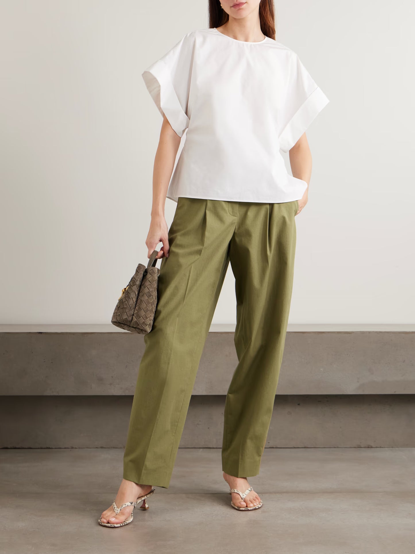 Paver Pleated Cotton Tapered Pants