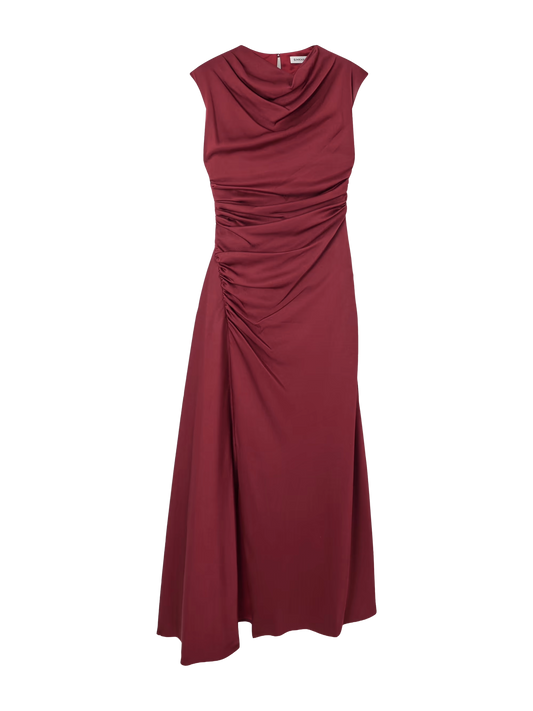 Burke Draped Satin Midi Dress
