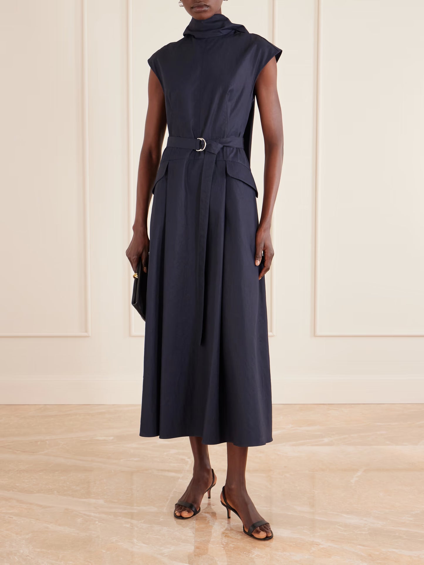 Akane Belted Tie-detailed Cotton-poplin Maxi Dress
