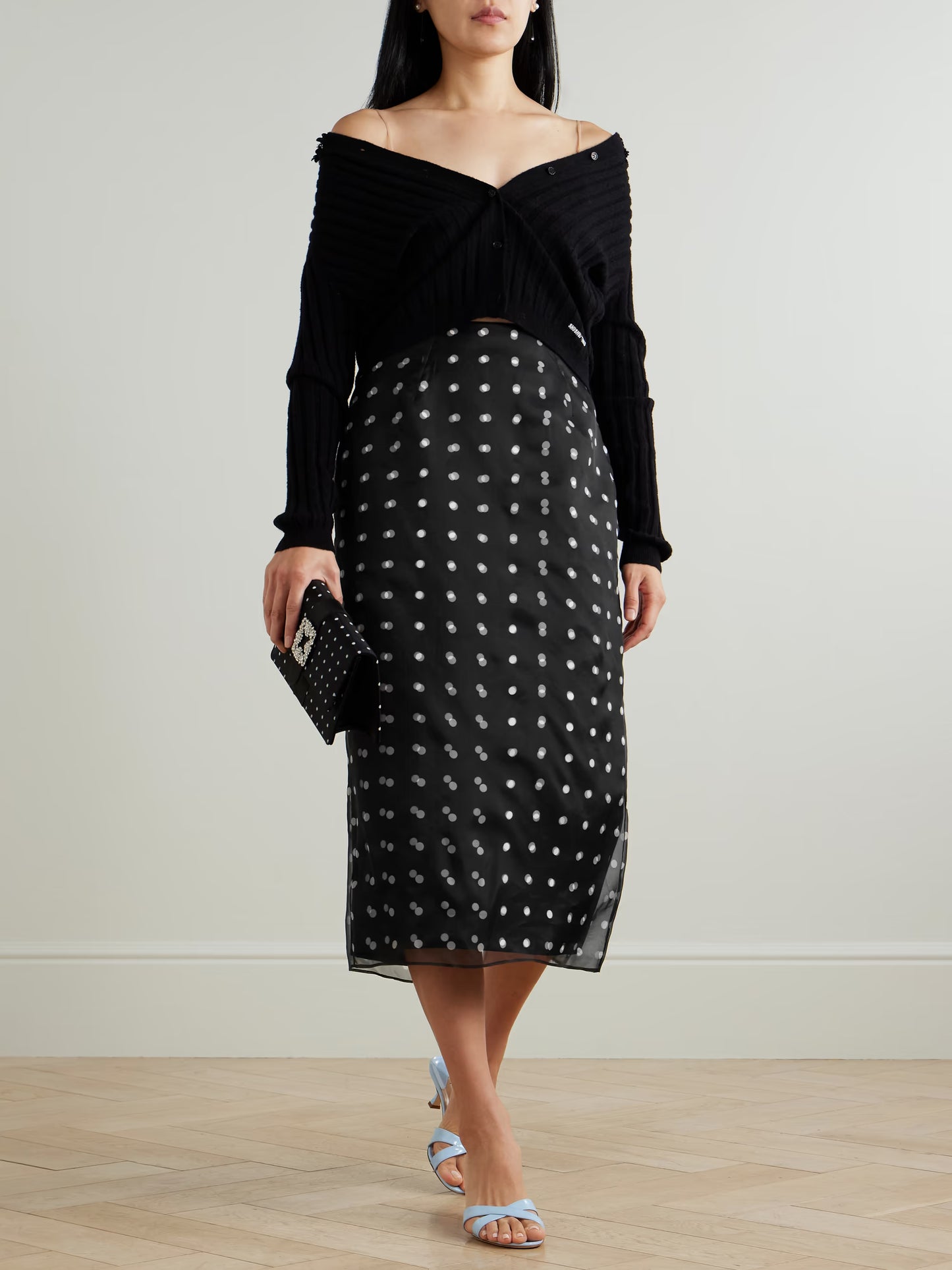Bethan Layered Polka-dot Recycled-organza and Faille Skirt