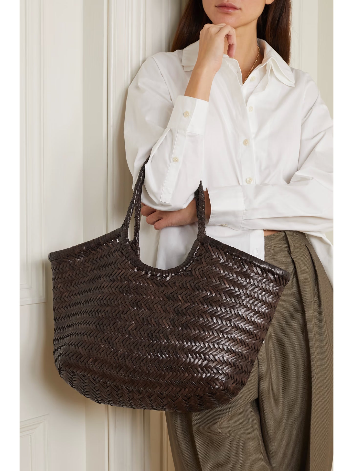 Nantucket Large Woven Leather Tote