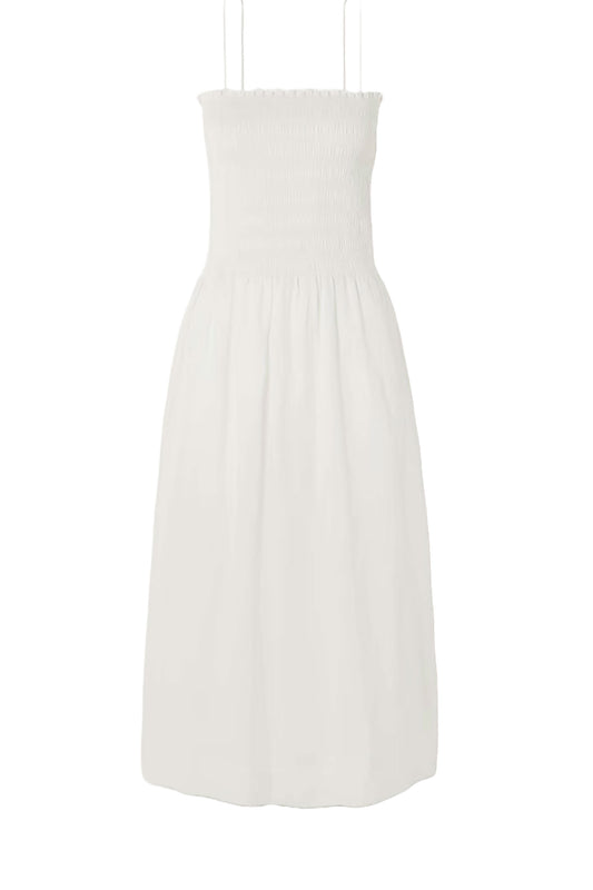 Geriba Smocked Linen Midi Dress