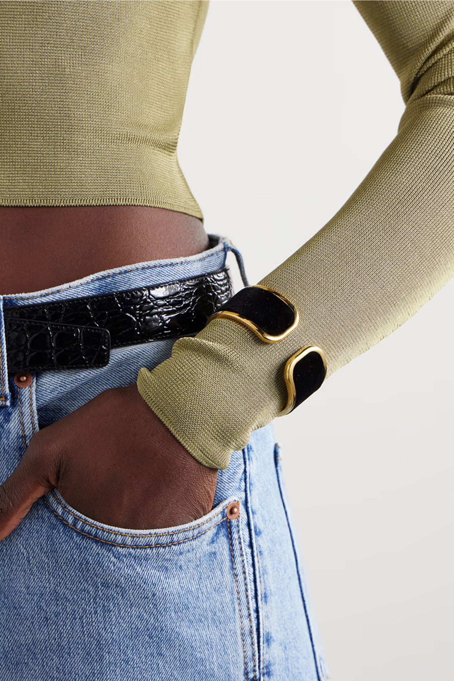 Velvet and Gold-tone Cuff
