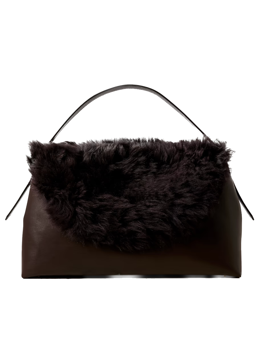 T-Lock Shearling Shoulder Bag