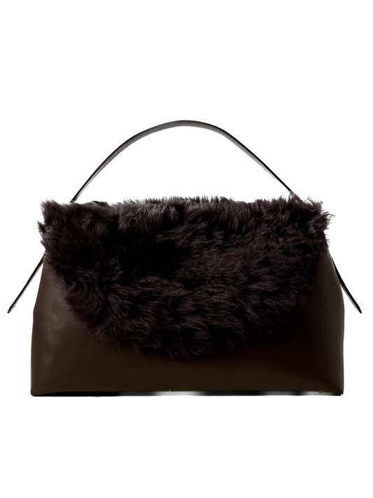 T-Lock Shearling Shoulder Bag