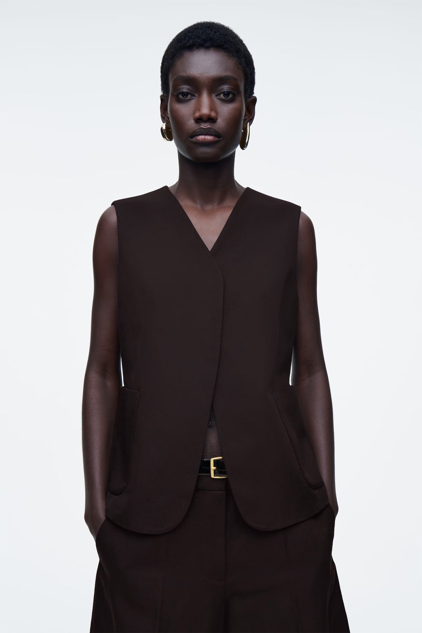 Wrap-Front Linen-Blend Waistcoat