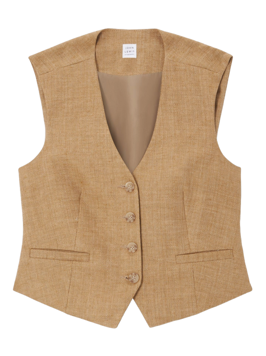 Basketweave Linen Waistcoat, Raffia
