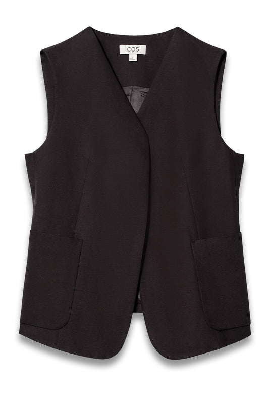 Wrap-Front Linen-Blend Waistcoat