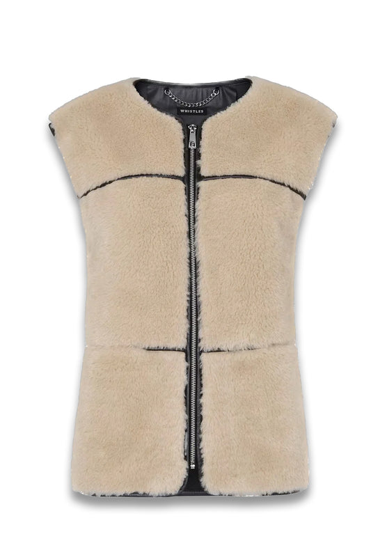 Whistles Neutral Rowena Faux Fur Waistcoat