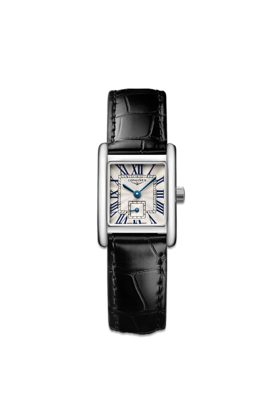 Mini Dolcevita With Black Alligator Strap And Silver Dial