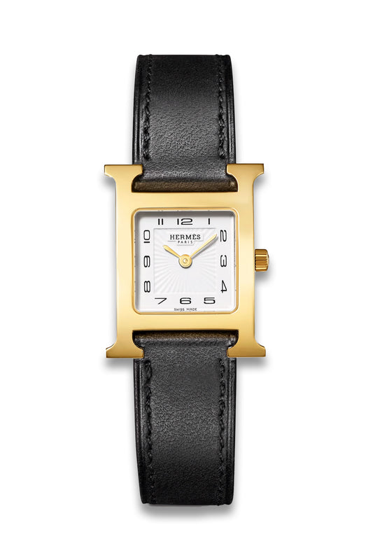 Heure H 25mm Small Gold-Plated Stainless Steel Leather Watch